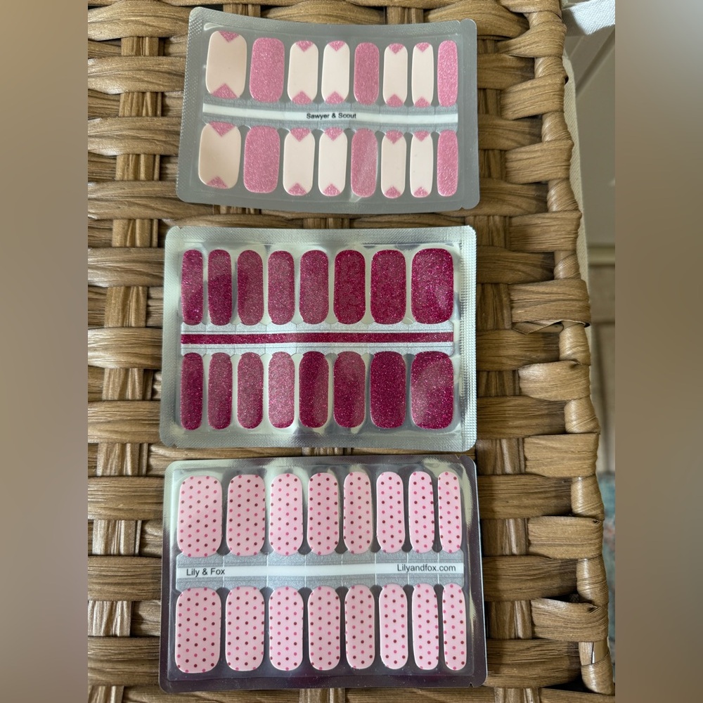 NEW Lily and Fox, Sawyer and Scout and Boutique Pink Nail Wraps 3 sets.
